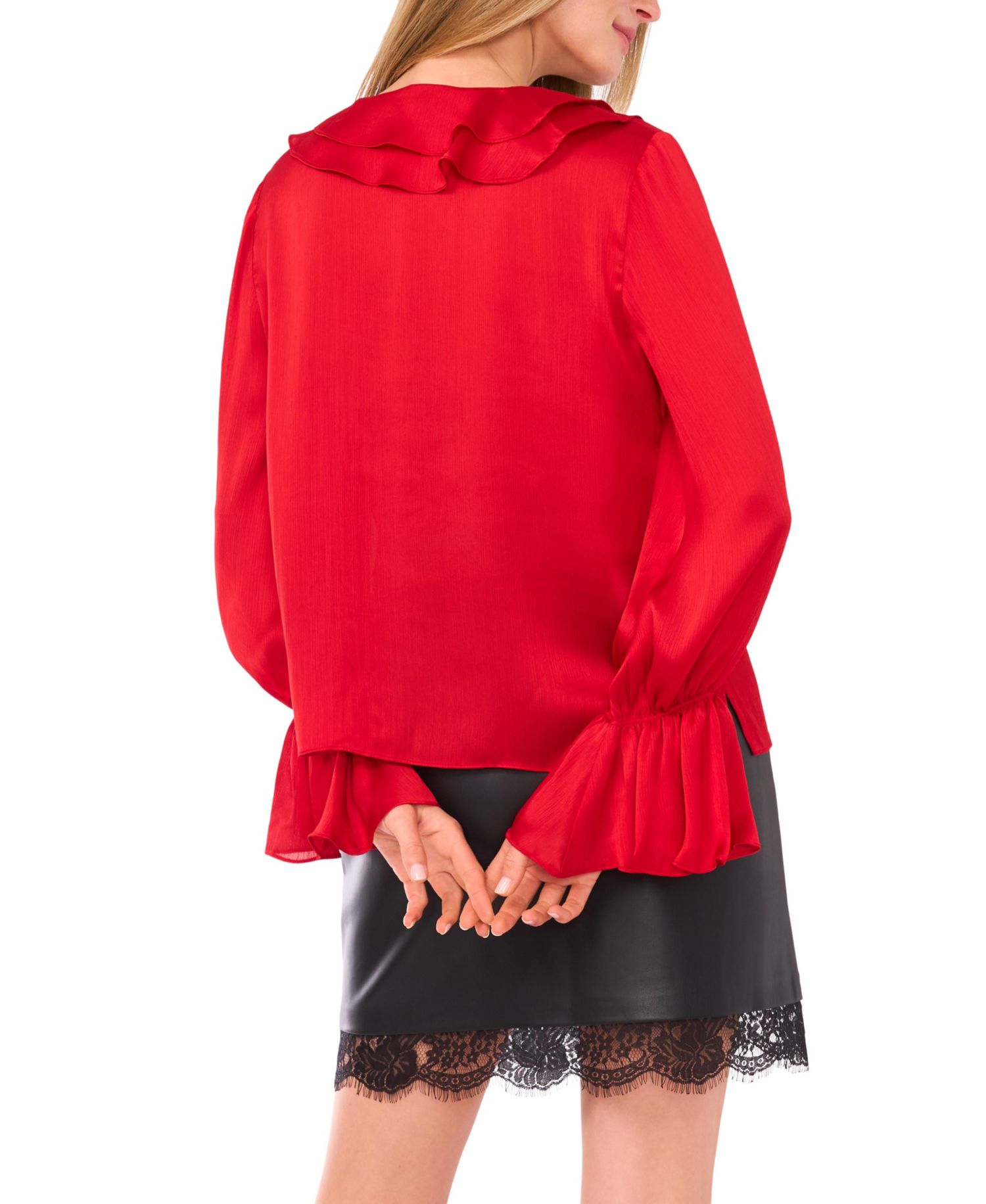 Women's Ruffled V-Neck Bell-Sleeve Top