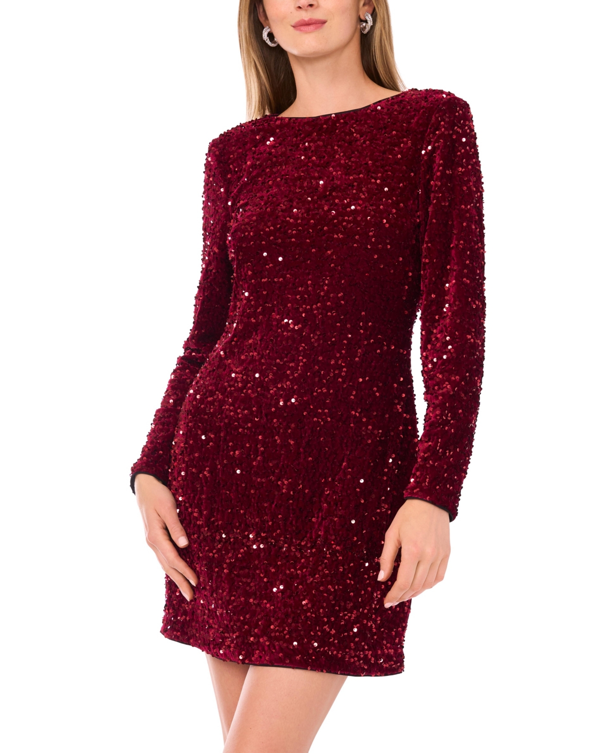 Vince Camuto Women's Long-Sleeve Sequin Dress