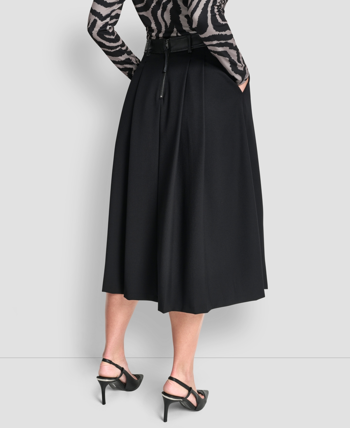 Dkny Women's Pleated Midi Skirt In Black