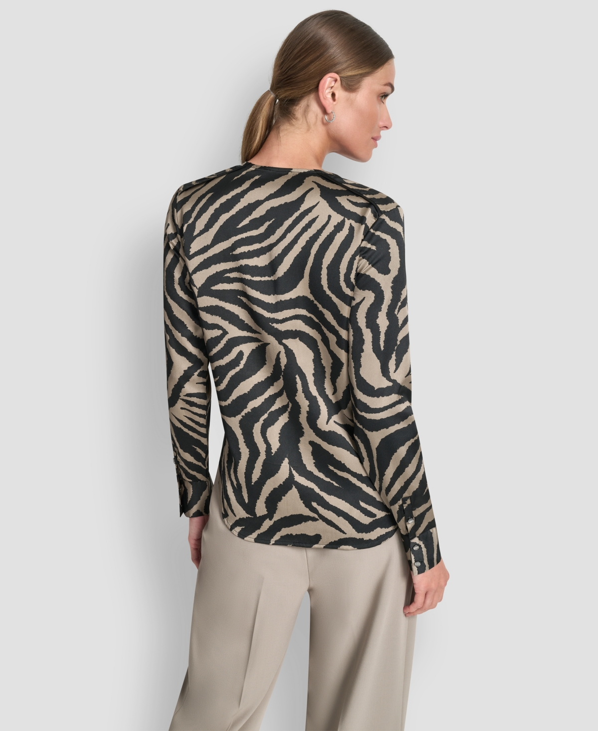 Dkny Women's V-neck Piping Blouse In Multi