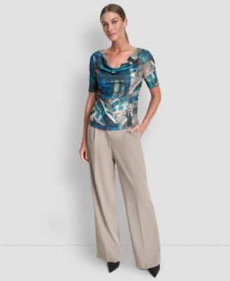 Women's Drape Neck Short Sleeve Top