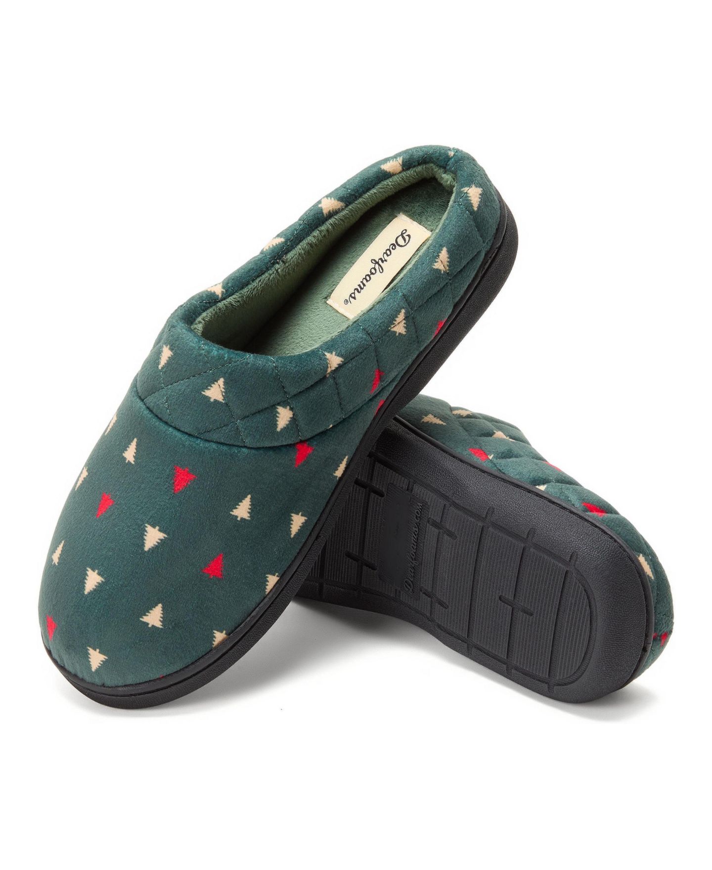Женские сабо Dearfoams Darcy Velour Clog Slippers, цвет: Тёмно-зелёный — фото 3