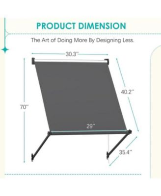Retractable Awning, 30"x40" Manual Outdoor Awnings for Door Entrance, Sun Shade Canopy