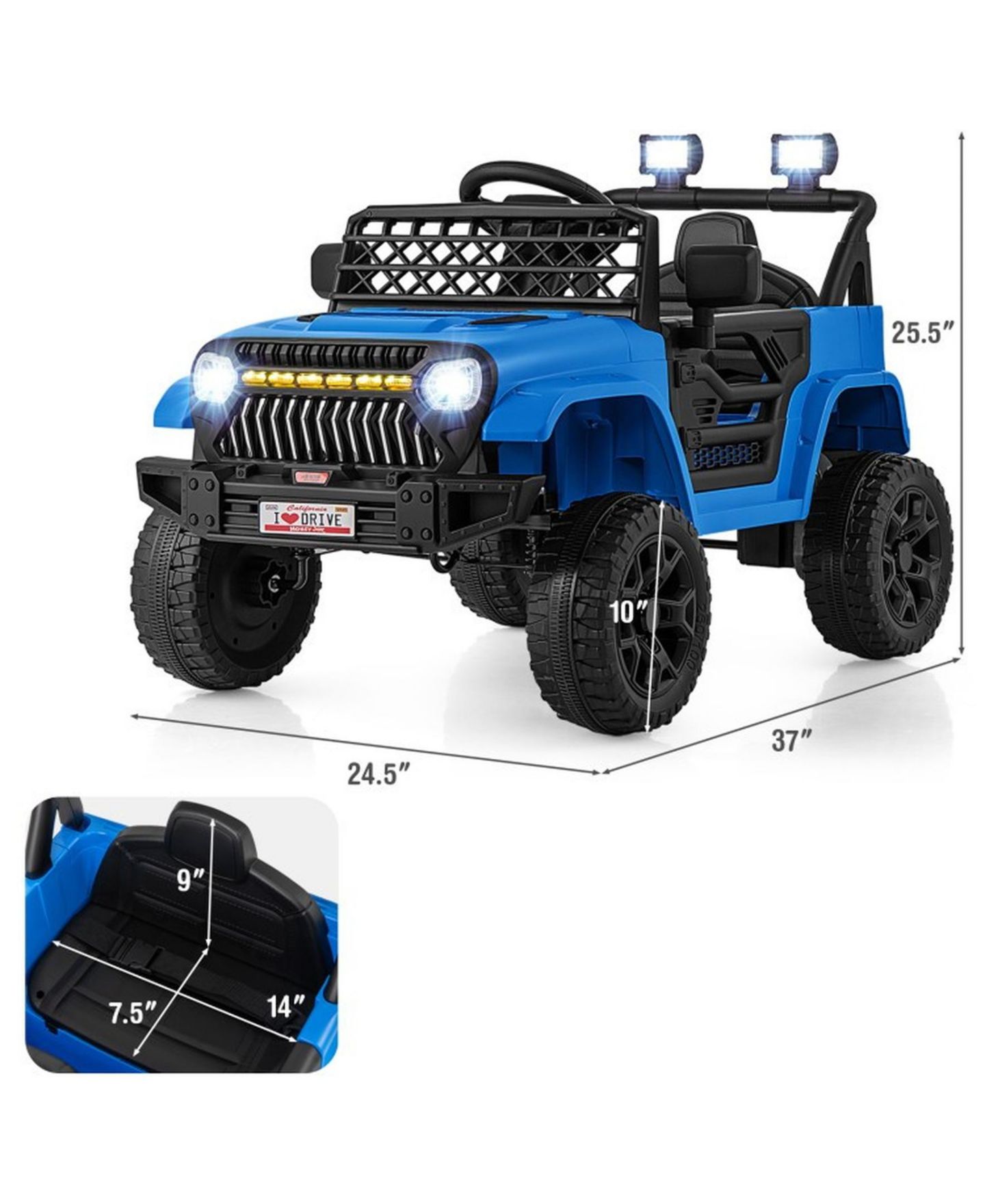Детская игрушка SUGIFT 12V Rechargeable Ride-On Truck with Parental Remote, 66 lb Capacity, Ages 3+, цвет: Синий — фото 7