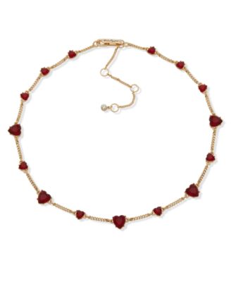 KARL LAGERFELD PARIS - Red Stone Heart Collar Necklace