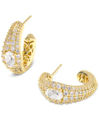Kendra Scott - Cubic Zirconia Metal Plated Over Brass Bella Hoop Earrings