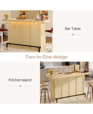 4-Tier Bar Table, 70.9-Inch Large Modern Home Bar Unit with Wine Glass Holder