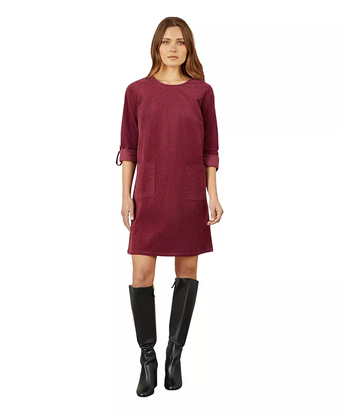 Women's Cord Tunic Dress With Pockets