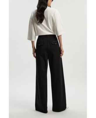 Women's Ponte PU Wide Leg Pants.
