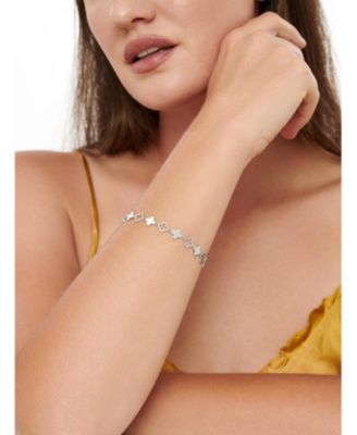 Clover Chain Bracelet in Rhodium Plated Sterling Silver, in