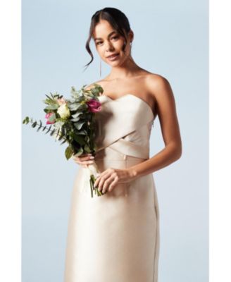 Women's Bandeau Twill Bow Back Bridesmaids Dress