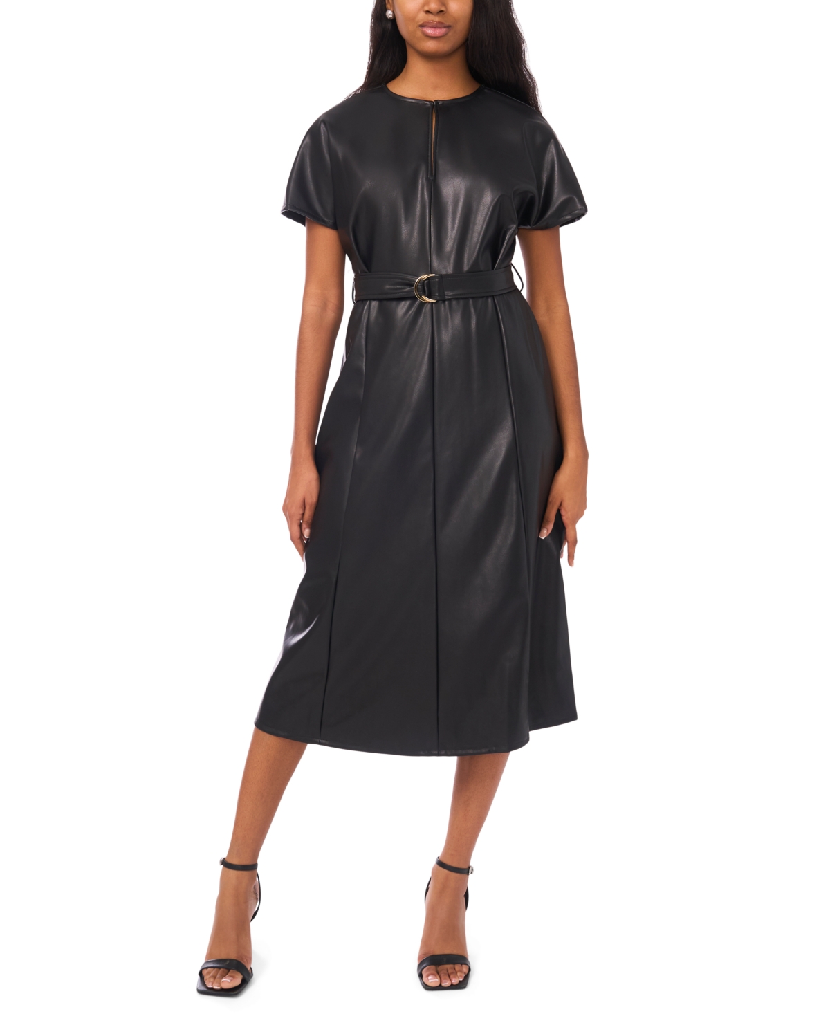 Msk Women's Dolman Sleeve Belted Dress