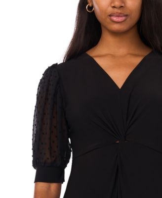 Women's V-Neck Twist Front Midi Dress