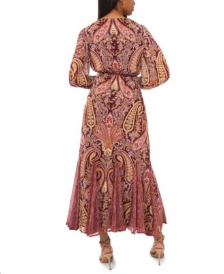 Women's Long Sleeve Belted Maxi Dress