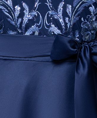 Plus Size Sequin Mesh Detail Long Sleeves Dress