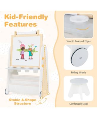 4-in-1 Toddler Activity Table Set with Magnetic Whiteboard and Chalk Board