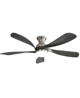 52-inch Modern Minimalist Sand Nickel 5-Blade Flush Mount with LED Light Remote Control Supports 6 Speeds and Timer Function