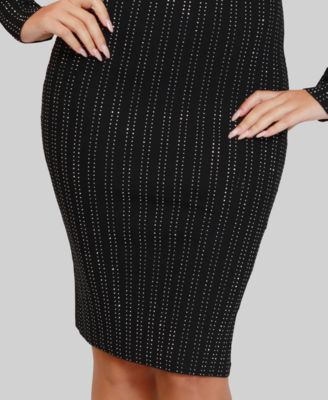 Junior's Mock Neck Studded Sweater Dress