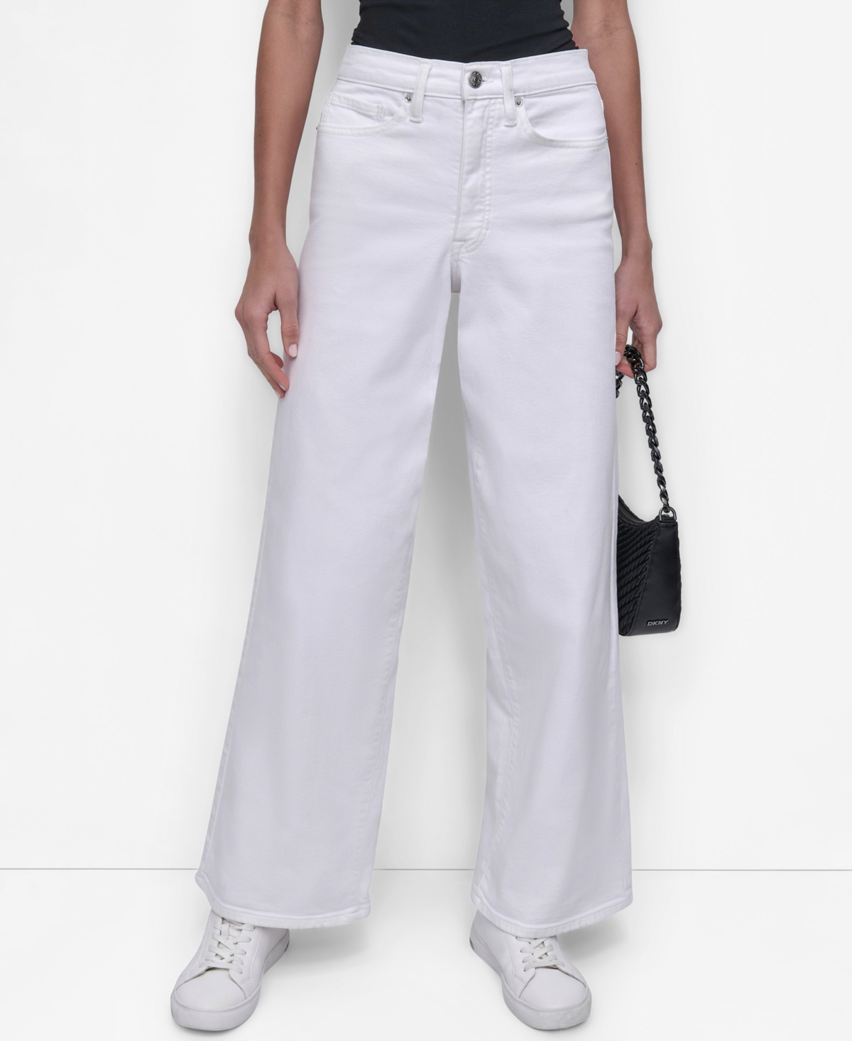 Dkny Jeans Women's High Rise Modern Wide Leg Jeans In White