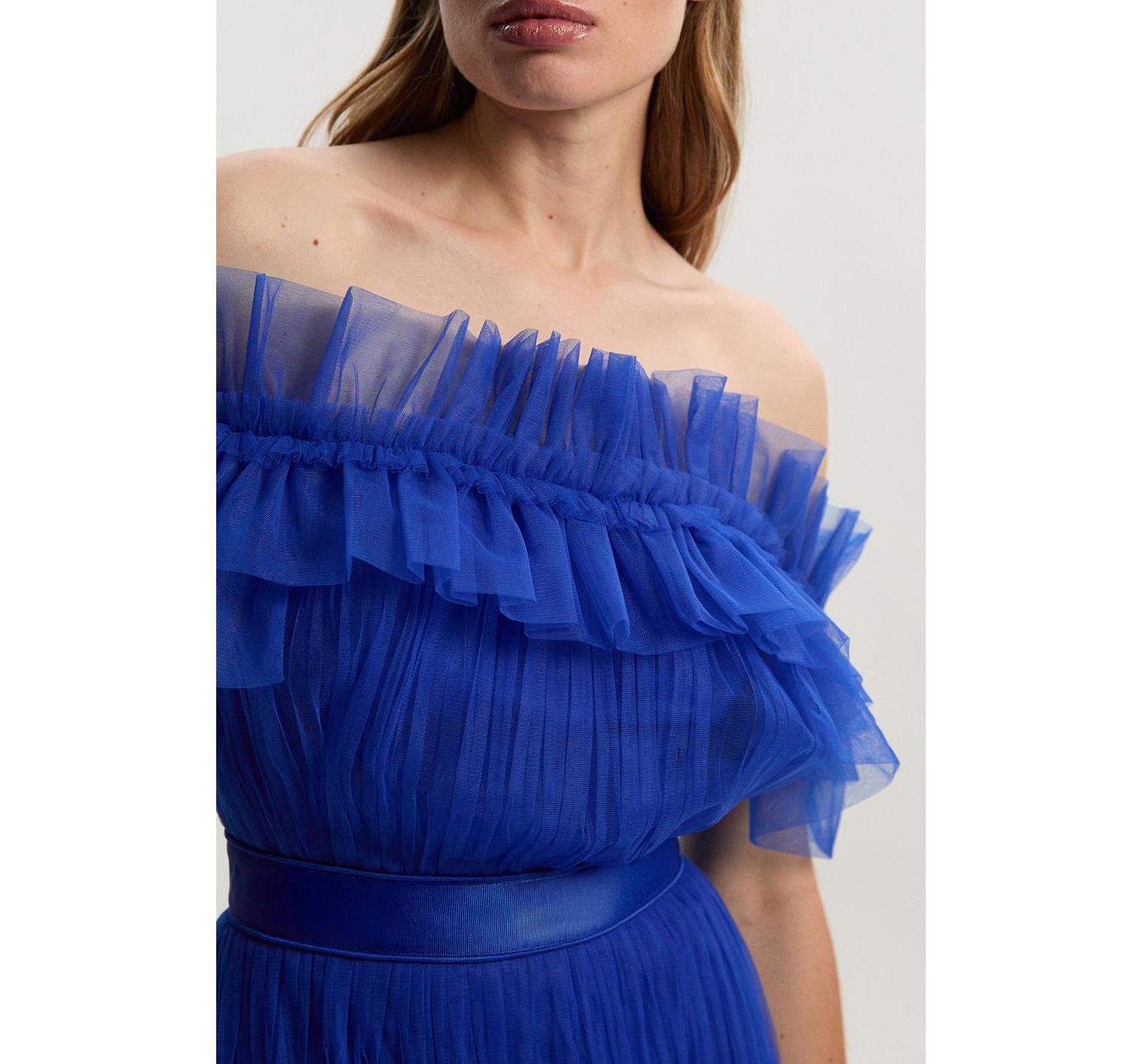 Women's Tulle Off Shoulder Maxi Dress
