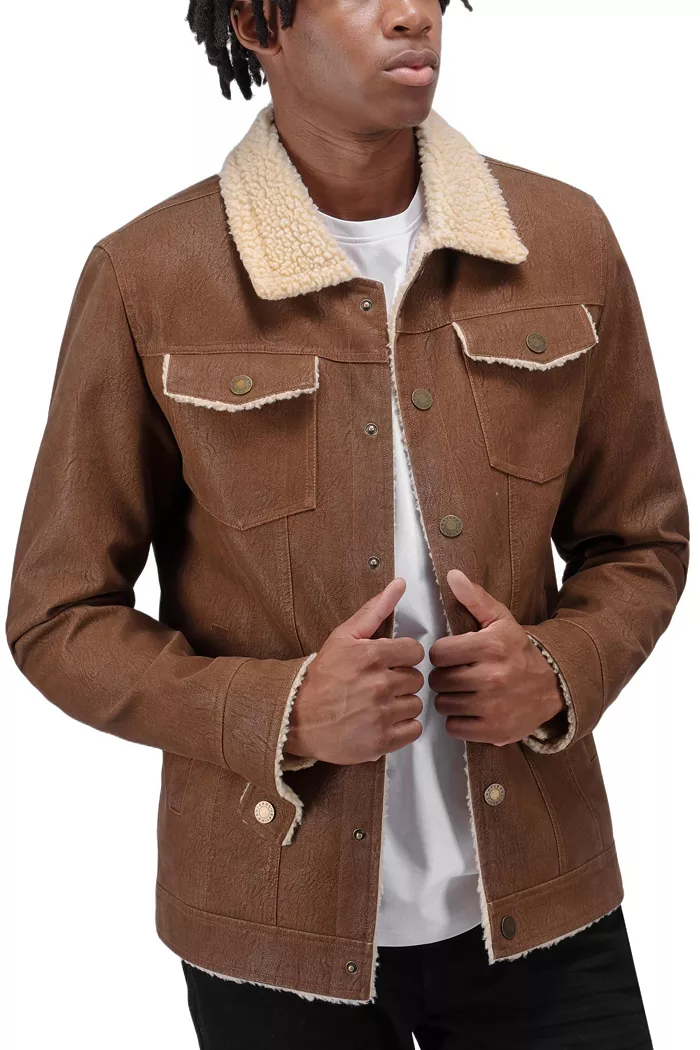 Men's Jacket With Faux Shearling Lining - thumbnail 3