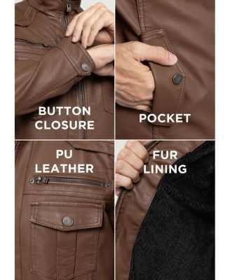 Men's Utility Jacket With Faux Shearling Lining