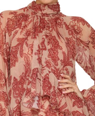 Women's Mock Neck Tiered Ruffle Mini Dress