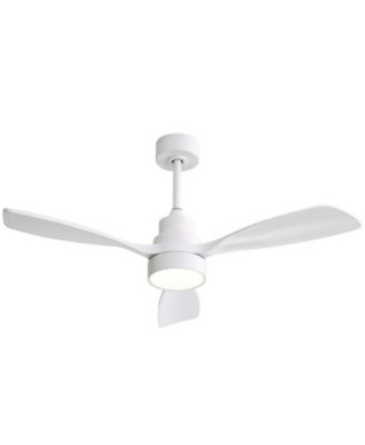 48-inch Modern White Downrod Indoor Walnut Wood 3-Blade LED Ceiling Fan Light with Remote Control Support Six Speed Ajustable