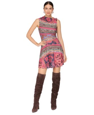 Avec Les Filles - Women's Sleeveless Asymmetrical Mini Dress