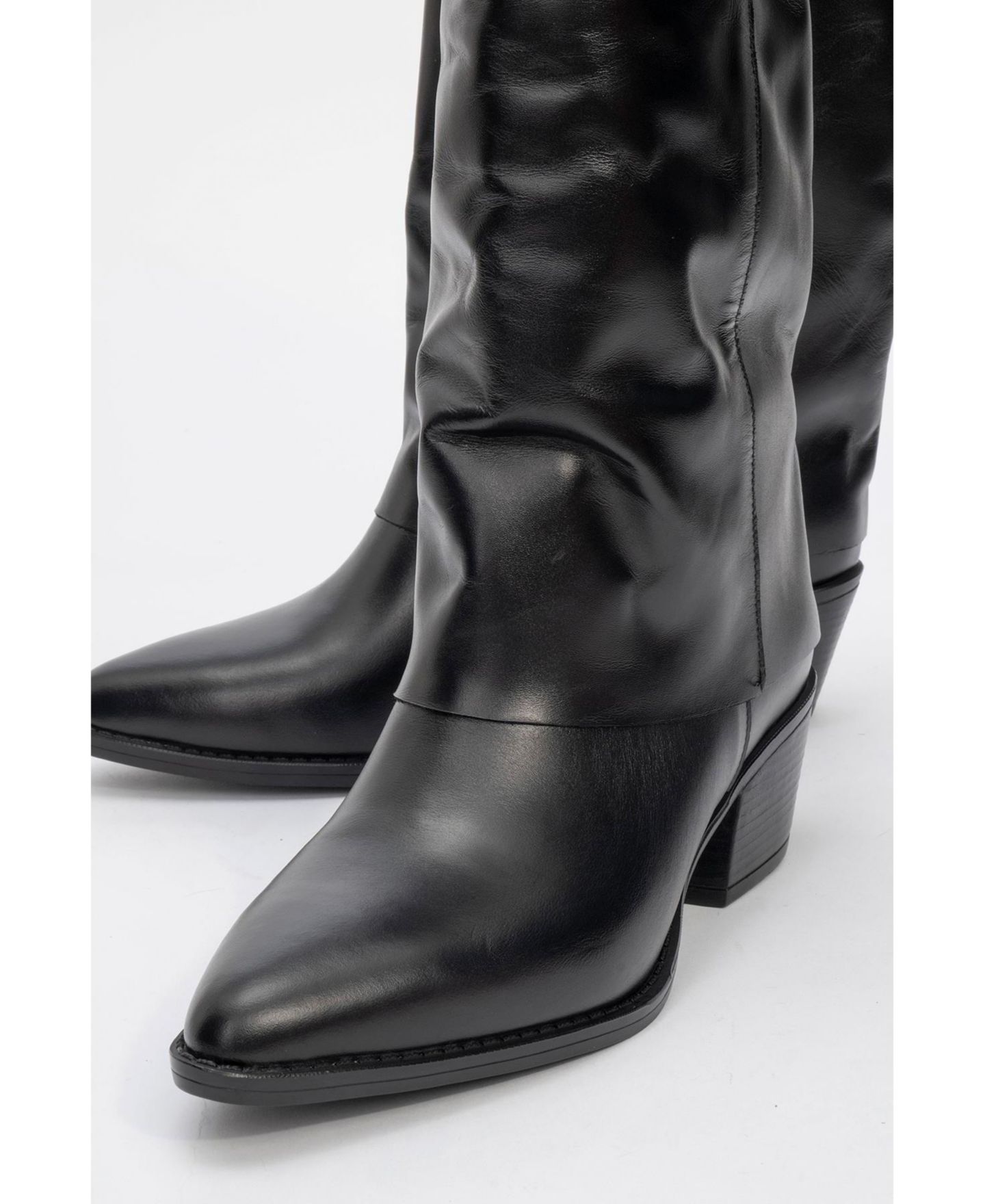 Женские ботинки Forever & Always Shoes Teodora Leather Block Heel Boot (Women), цвет: Чёрный кожаный — фото 3