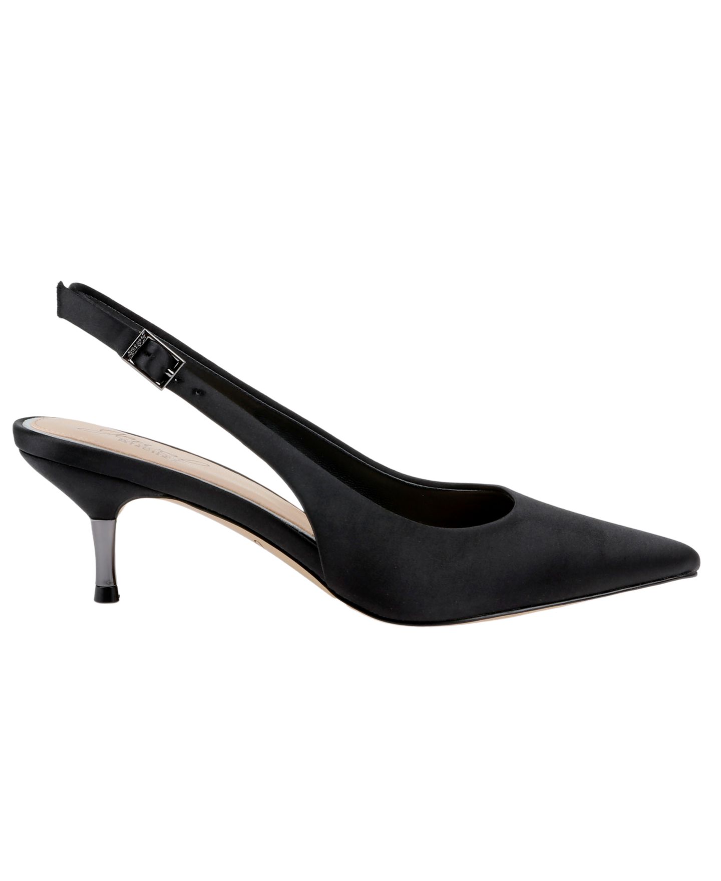 Женские туфли Jewel Badgley Mischka Ilana Pointed Toe Pumps, цвет: Чёрный атласный — фото 2