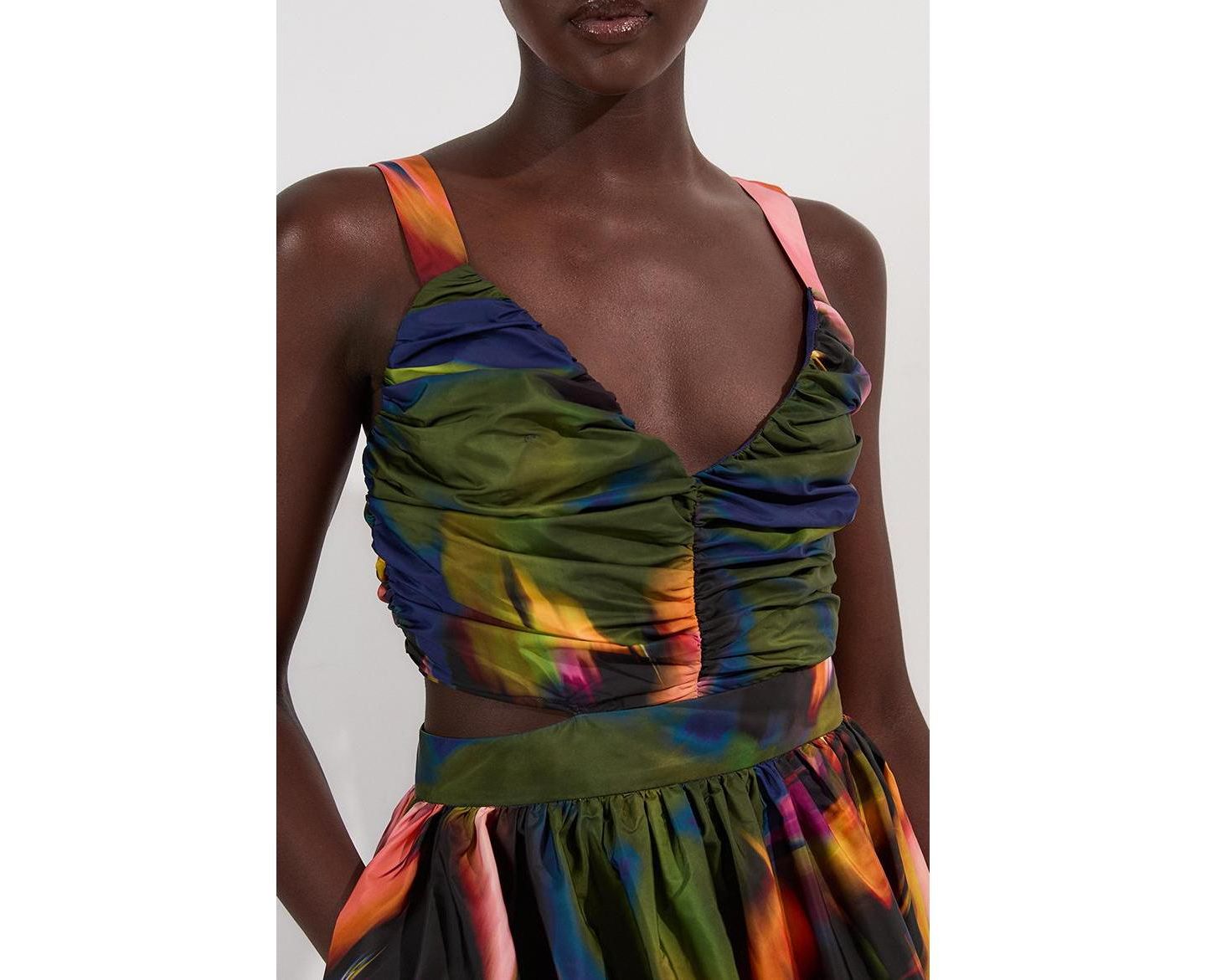 Женское платье Karen Millen Blurred Floral Taffeta Maxi, цвет: Разноцветный — фото 8