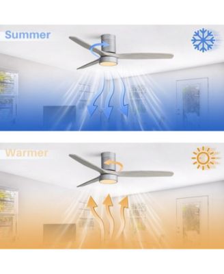 52-inch Modern Silver 3-Blade Flush Mount Remote Control 6-Speed Arbitrary Adjustment and Timing Function Ceiling Fan