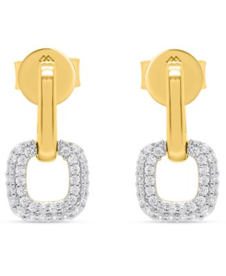 Macy's - White Diamond Drop Earrings (1/4 ct. t.w.) in 14K Gold Plating with Sterling Silver