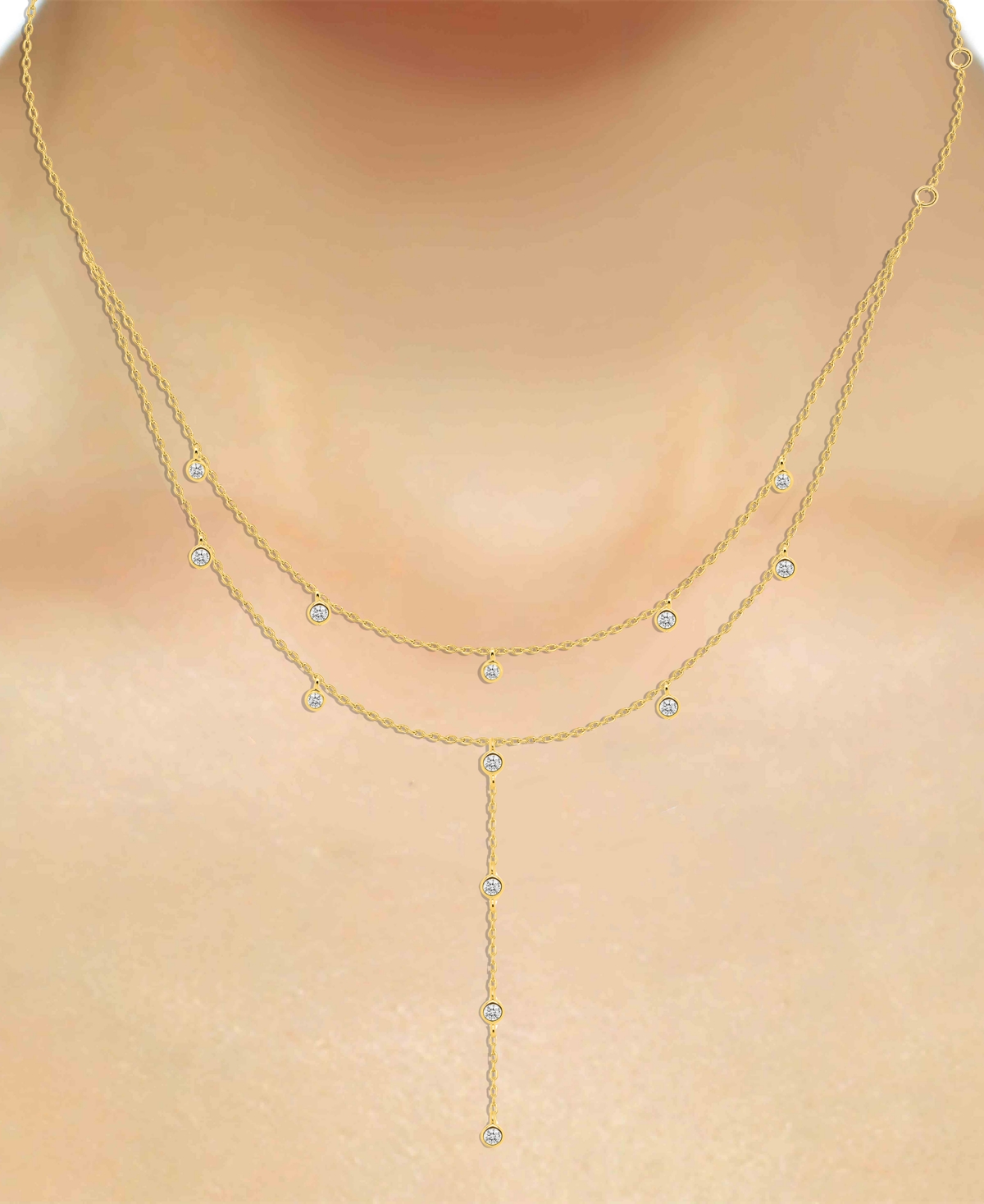 Macy's White Diamond Necklace (1/4 ct. t.w.) in 14K Gold Plating with Sterling Silver