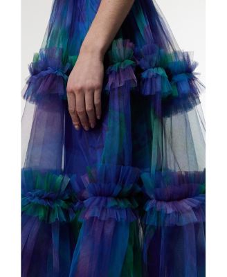 Women's Dark Floral Bandeau Midi Dress