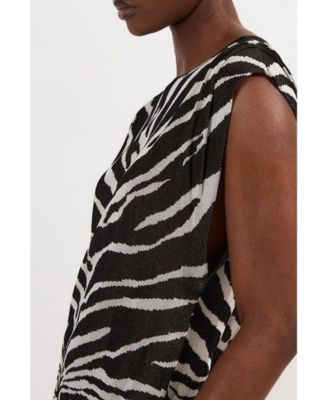 Women's Jacquard Zebra Print Slinky Maxi Dress
