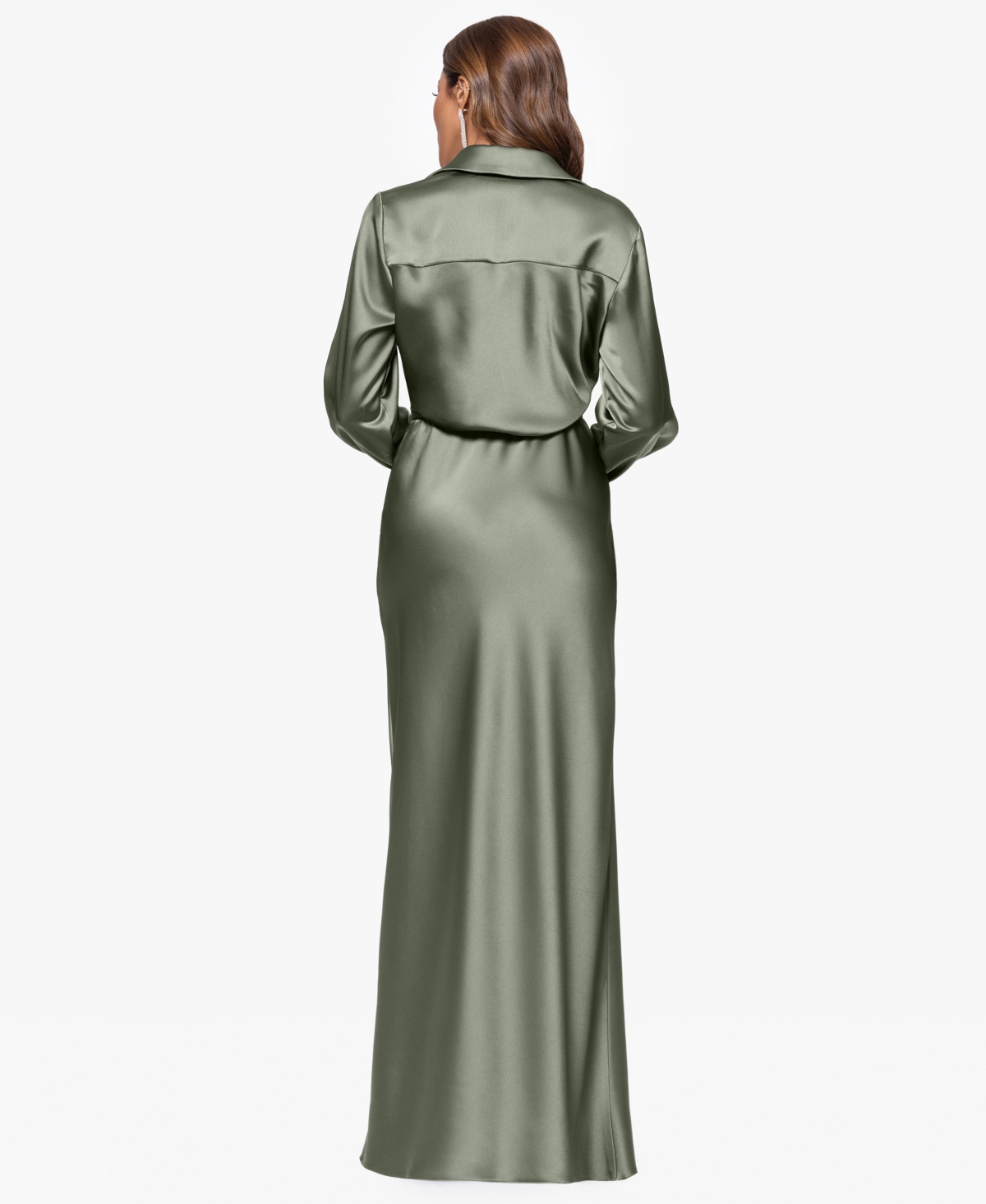 Xscape Petite Long Sleeve Shirt Dress In Green
