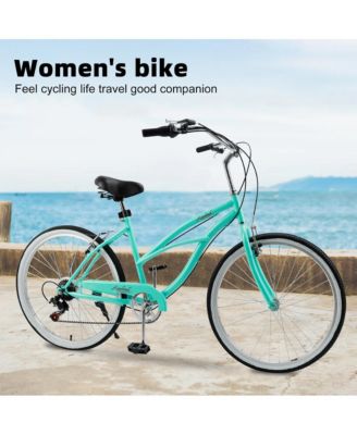 26-Inch Beach Cruiser Bike for Adults with Shimano 7-Speed, High-Carbon Steel Frame for Leisure Cycling