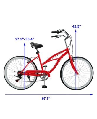 26-Inch Beach Cruiser Bike for Adults with Shimano 7-Speed, High-Carbon Steel Frame for Leisure Cycling