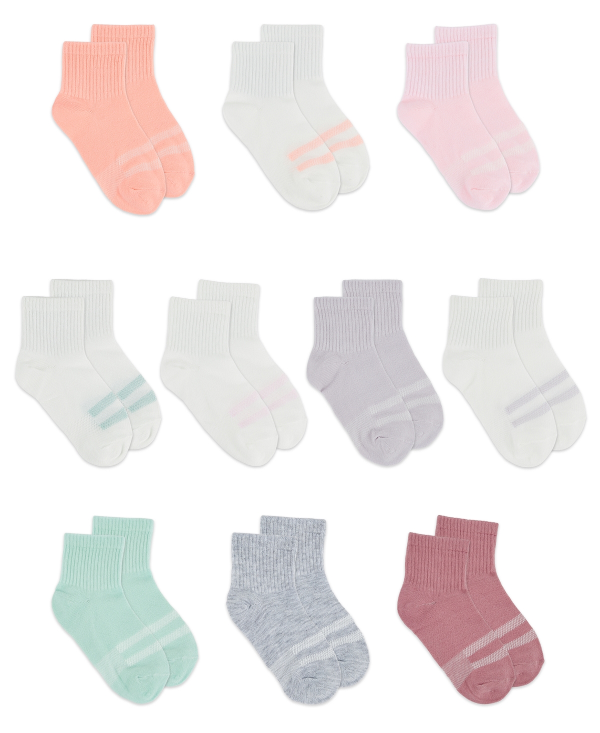 Trimfit Girls 4-11 10-Pack Fashion Quarter Socks