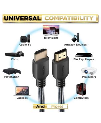 HDMI Cable 2-Pack High Speed Braided Gold Connectors for TV Laptop Console