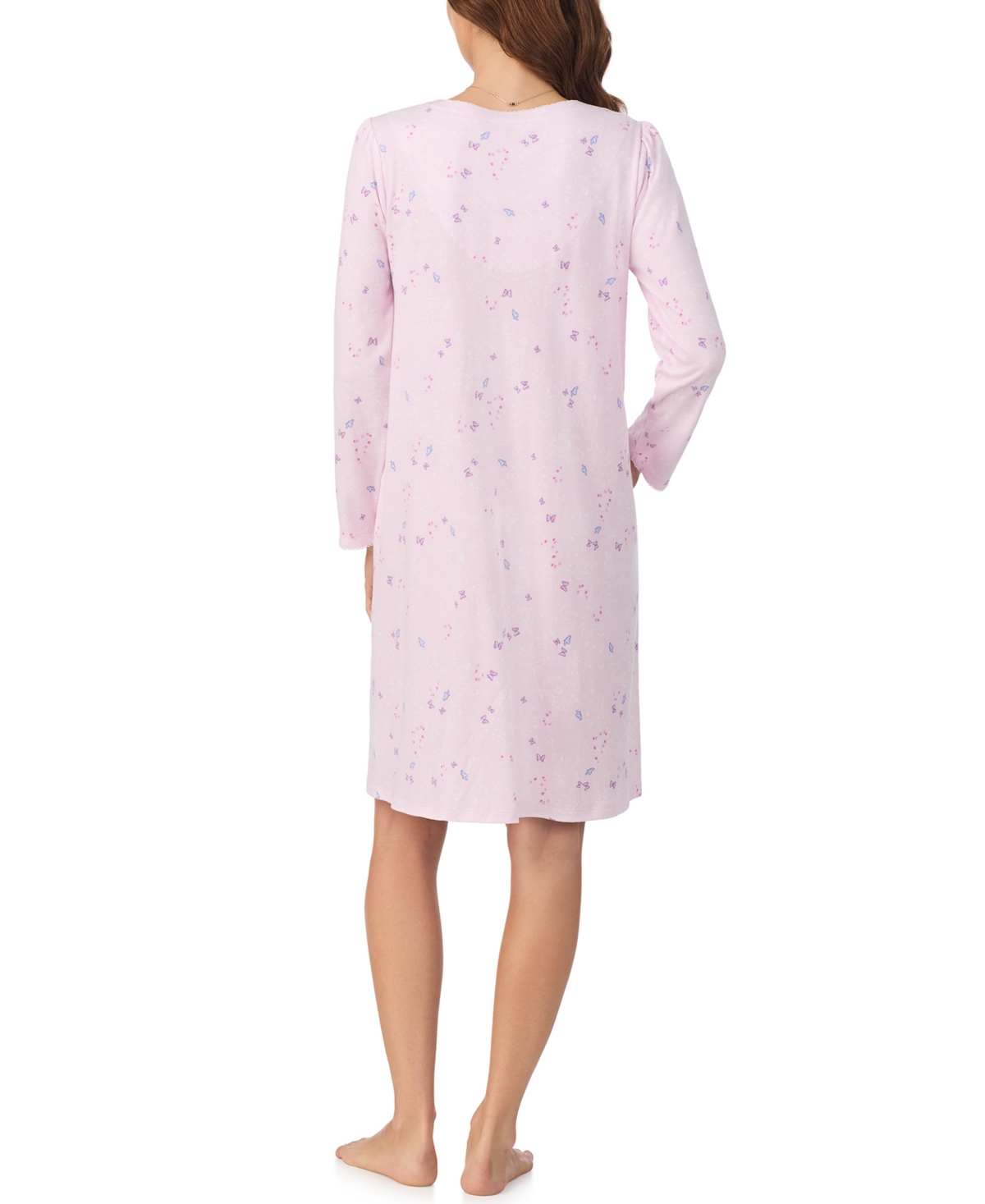 Eileen West Women's Floral Long Sleeve Night Gown In Pink