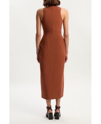 Women's Belted Pencil Maxi Dress