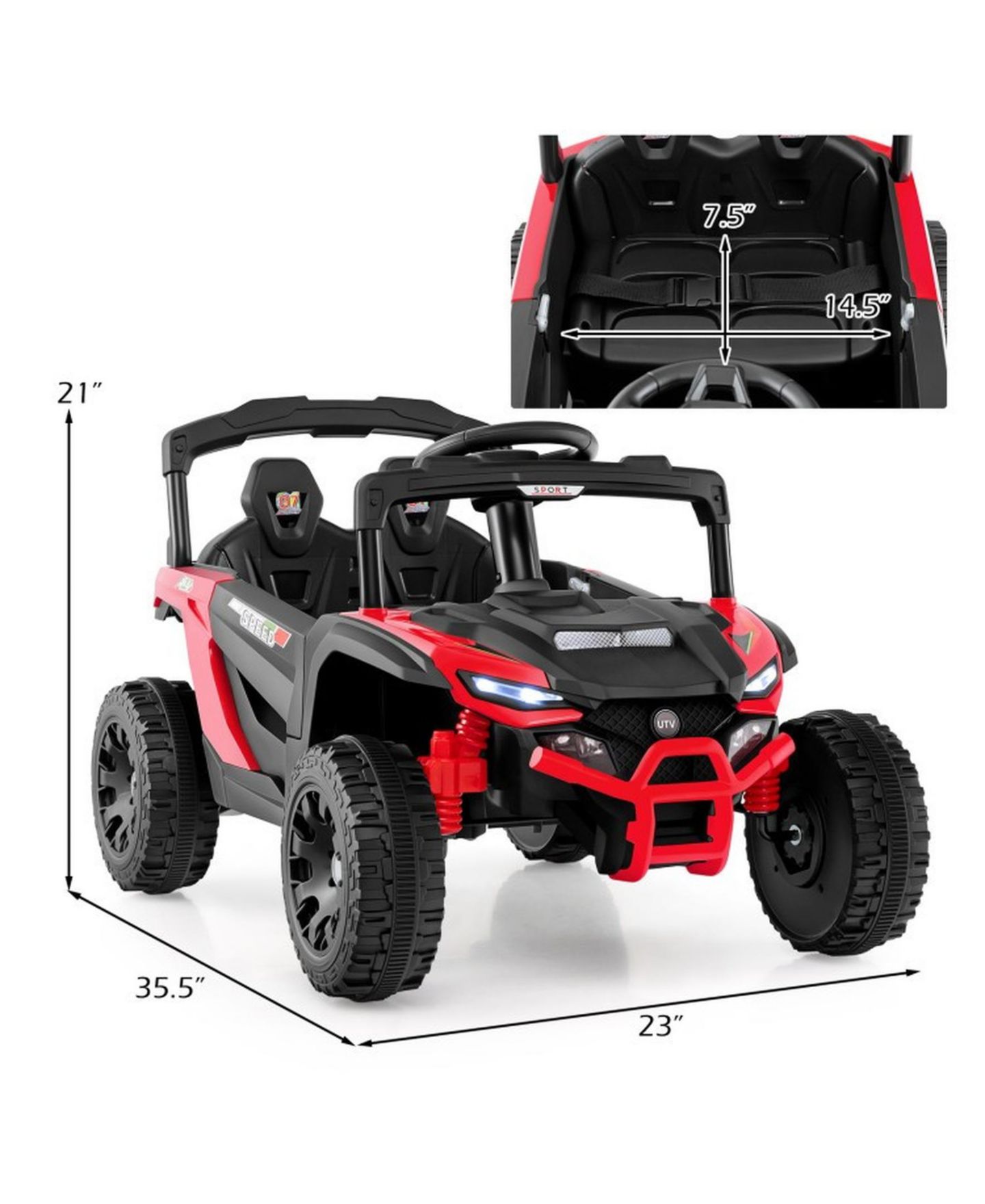 Детская игрушка SUGIFT 12V UTV Remote-Control LED Lights Ride-On, Ages 3+, цвет: Красный — фото 3
