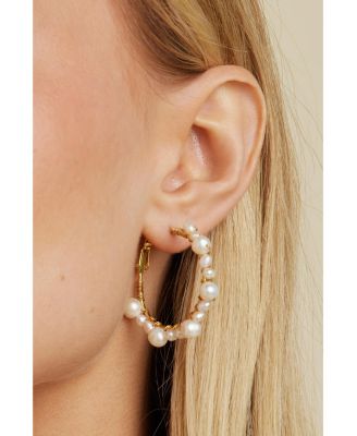 Marin Pearl Wrapped Hoop Earrings