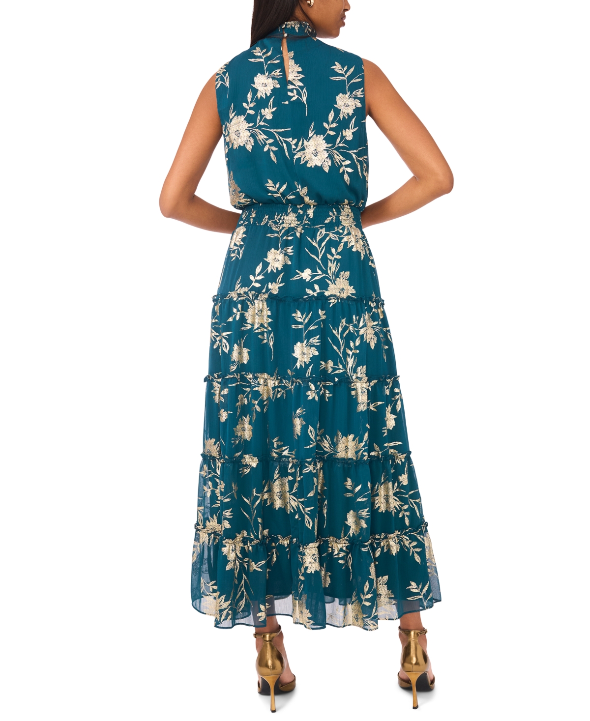 Msk Women's Smocked Waist Sleeveless Maxi Dress In Blue