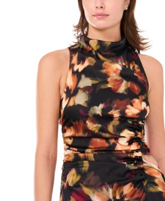 Women's Mock Neck Side Ruched Dress