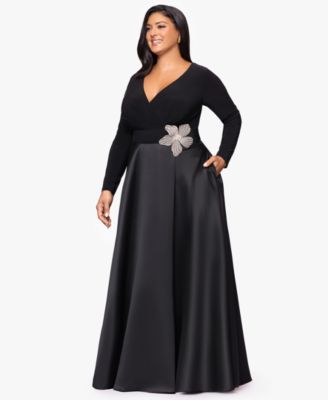 Plus Size Embellished Detail Long Sleeves Gown
