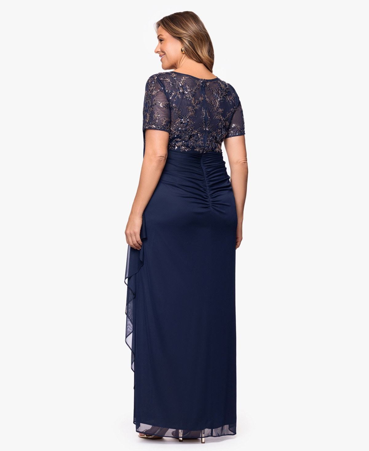 Xscape Plus Applique Short Sleeves Sheath Dress